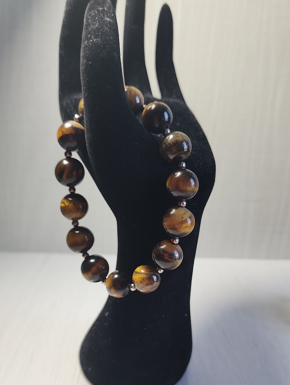 Tiger's Eye Bead Bracelet - Brown Polished Gemstone